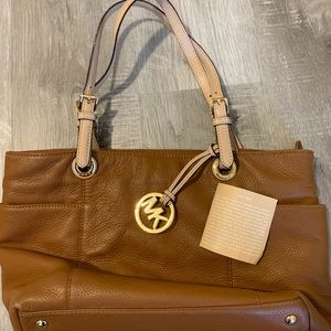Brown Michael Kors Bag Cream Straps Gold
